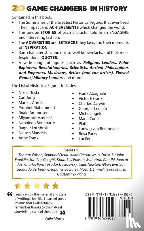 Marcus, Patrick - 20 Game Changers In History (Series 2); A Note on the Lives and Impact of these Great Minds & Historical Figures (Tesla, Jung, Napoleon, Anne Frank, Darwin, Aurelius, Plato, and more)