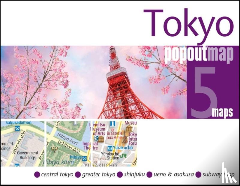 Maps, Popout - PopOut Map Tokyo – Pocket-Sized Pop-Up Street Map Shinjuku | Ueno | Asakusa | Tokyo Metro Map | Compact Travel Map