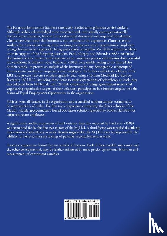 Morris, Martin J - Burnout in a State Government Construction Authority