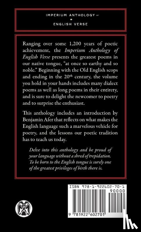 Afer, Benjamin - Imperium Anthology of English Verse - Imperium Press