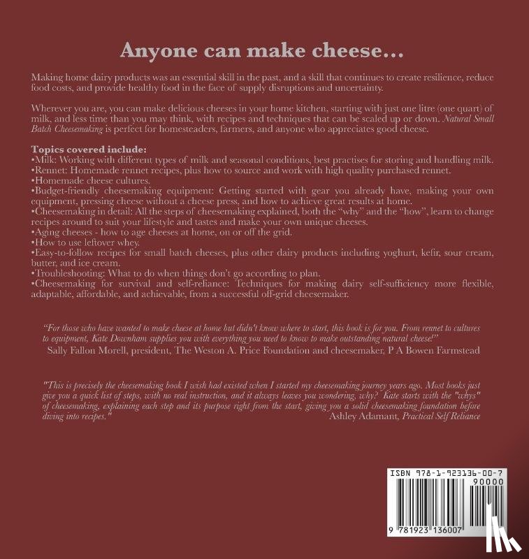 Downham, Kate - Natural Small Batch Cheesemaking