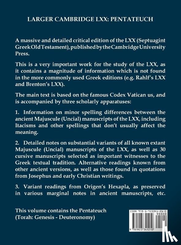 Brooke, Alan England, Mclean, Norman - Larger Cambridge LXX - The Old Testament in Greek