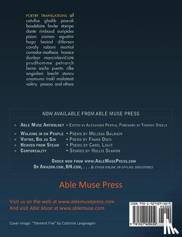  - Able Muse, Translation Anthology Issue, Summer 2014 (No. 17 - Print Edition)
