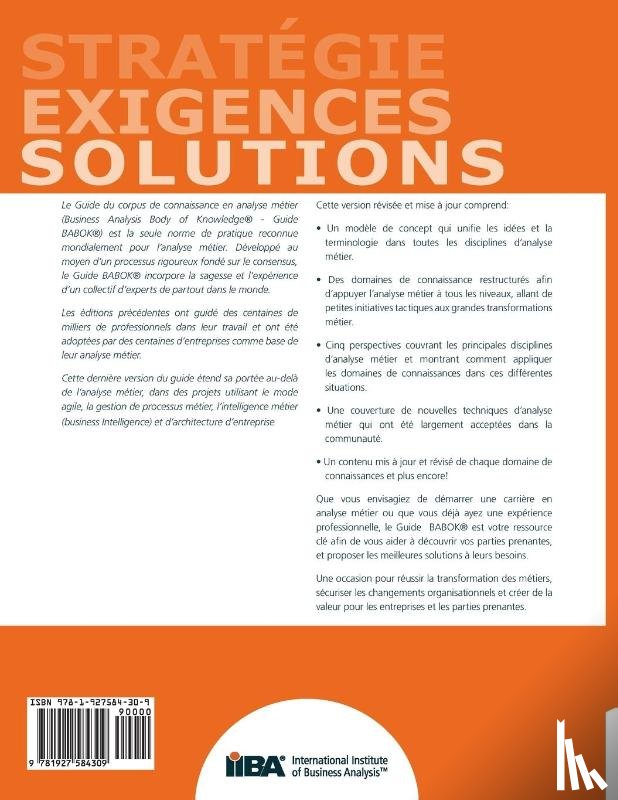 Iiba - Le Guide du corpus de connaissance en analyse metier(R) (BABOK(R) Guide) SND French