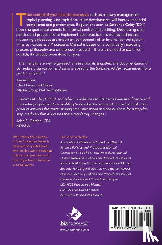  - Finance Policies and Procedures Manual