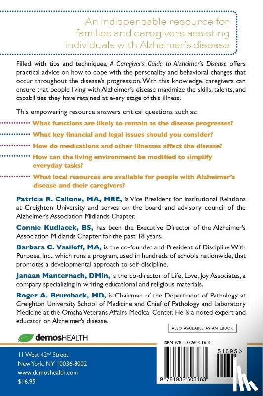 Callone, Patricia R., Kudlacek, Connie, Vasiloff, Barbara C., Manternach, Janaan D. - A Caregiver's Guide to Alzheimer's Disease