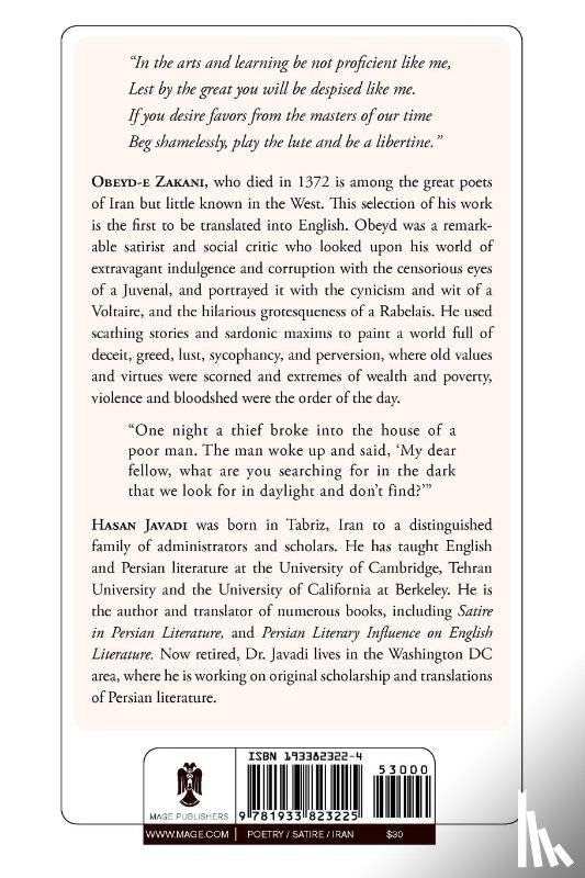 Zakani, Obeyd-e - Ethics of the Aristocrats & Other Satirical Works