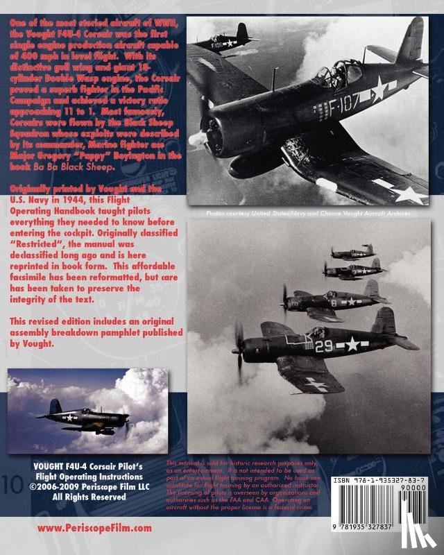 United States Navy - Vought F4U-4 Corsair Pilot's Flight Operating Instructions