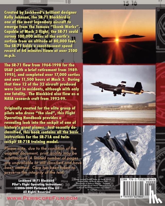 Air Force, United States - Lockheed SR-71 Blackbird Pilot's Flight Operating Instructions