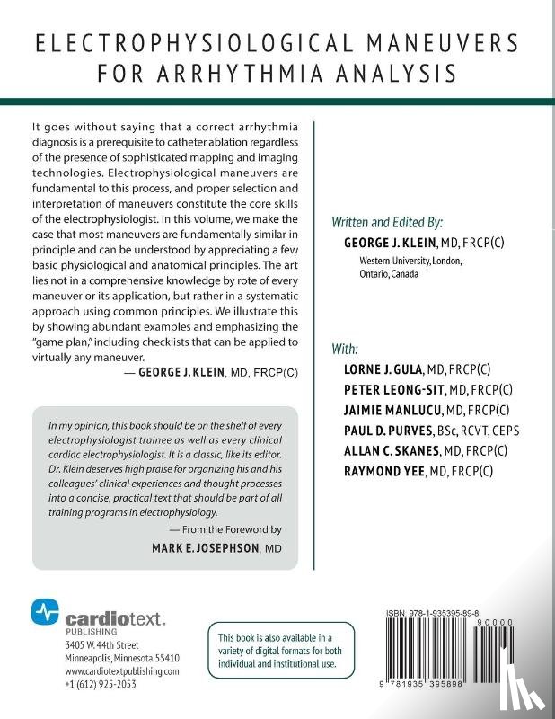 Klein, George J, Gula, Lorne J, Leong-Sit, Peter - Electrophysiological Maneuvers for Arrhythmia Analysis