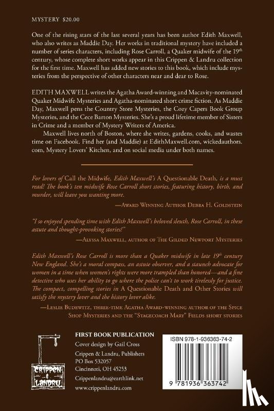 Maxwell, Edith - A Questionable Death and Other Historical Quaker Midwife Mysteries