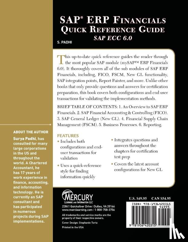 Padhi, Surya - SAP ERP Financials Quick Reference Guide SAP ECC 6.0