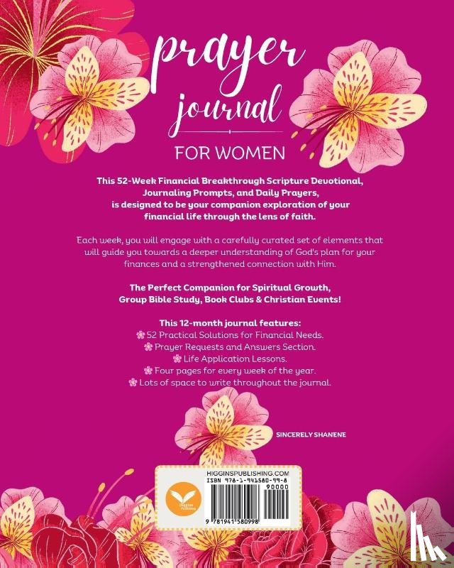 Shanene, Sincerely - Prayer Journal for Women
