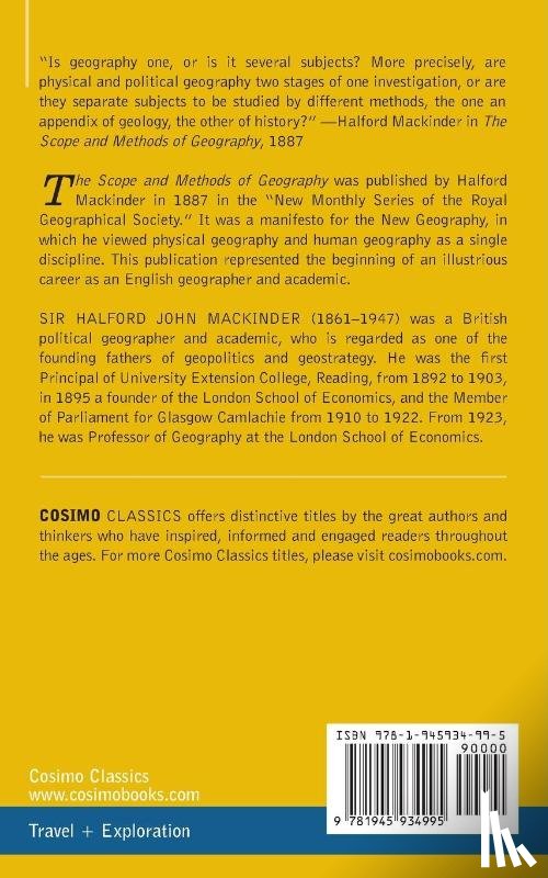 Mackinder, Sir Halford John - The Scope and Methods of Geography