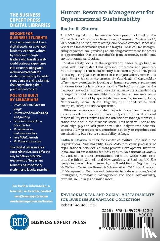 Sharma, Radha R. - Human Resource Management for Organizational Sustainability