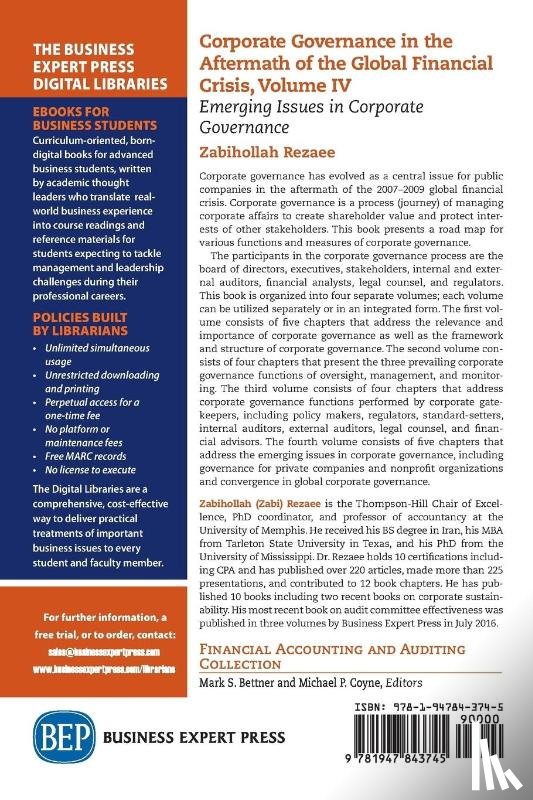 Rezaee, Zabihollah - Corporate Governance in the Aftermath of the Global Financial Crisis, Volume IV