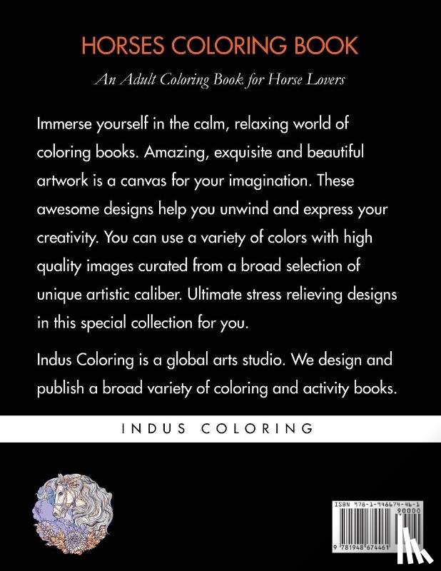 Indus Coloring, Coloring Books for Adults, Adult Coloring Books - Horses Coloring Book