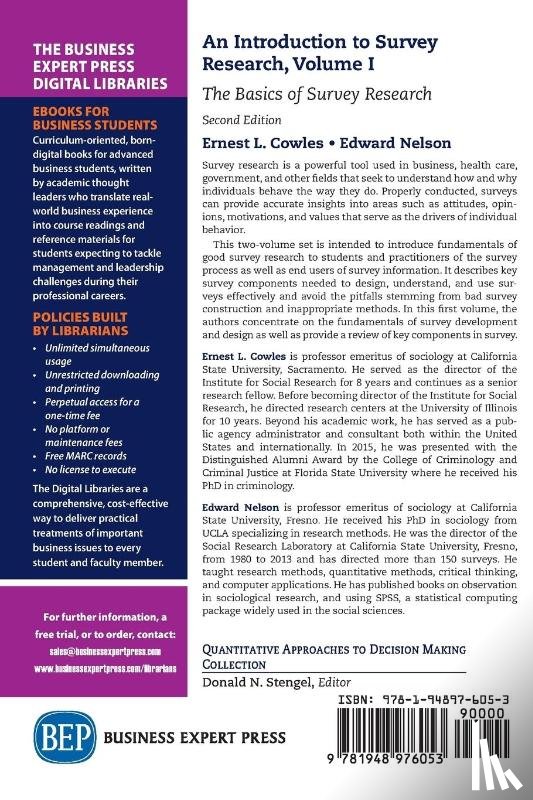 Cowles, Ernest L., Nelson, Edward - An Introduction to Survey Research, Volume I