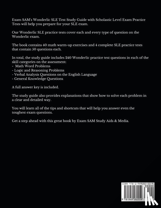 Exam Sam - Wonderlic SLE Test Study Guide with Scholastic Level Exam Practice Tests