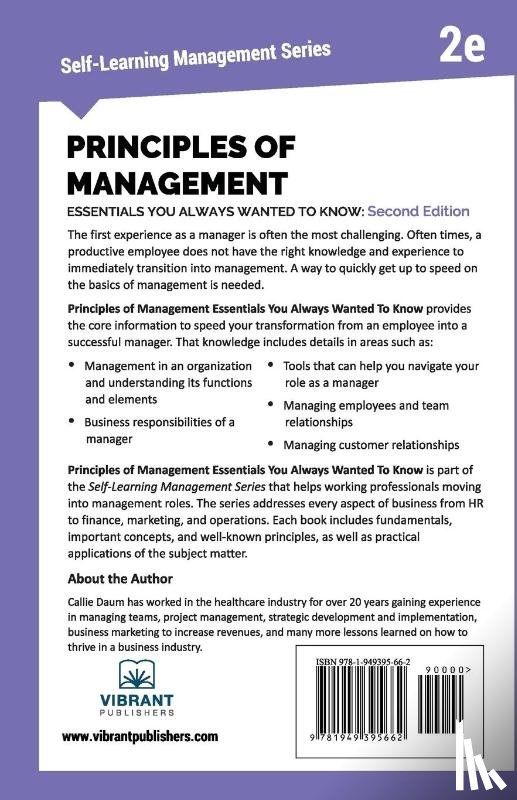 Publishers, Vibrant, Daum, Callie - Principles of Management Essentials You Always Wanted To Know