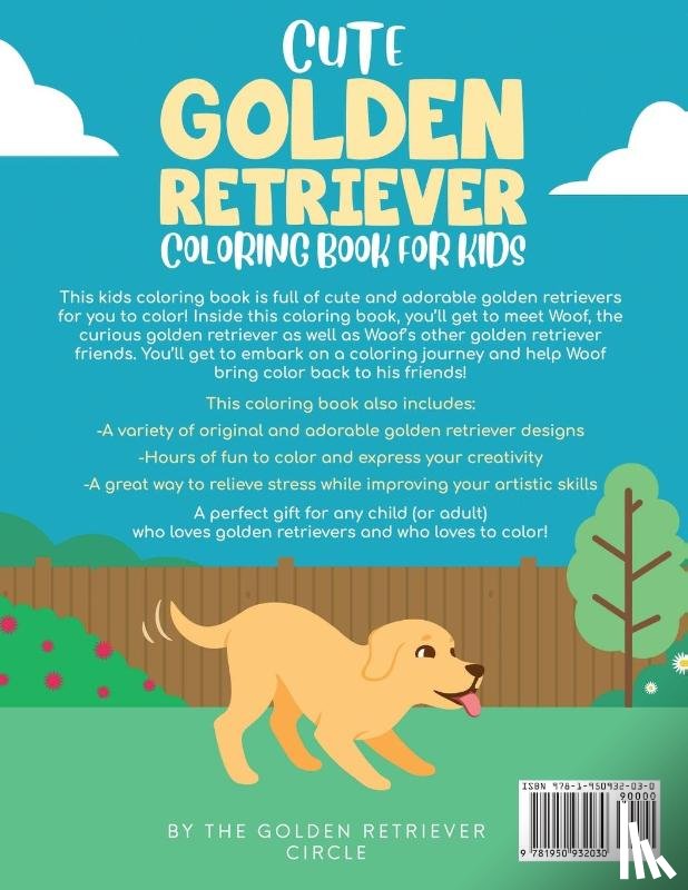 Circle, The Golden Retriever - Cute Golden Retriever Coloring Book for Kids