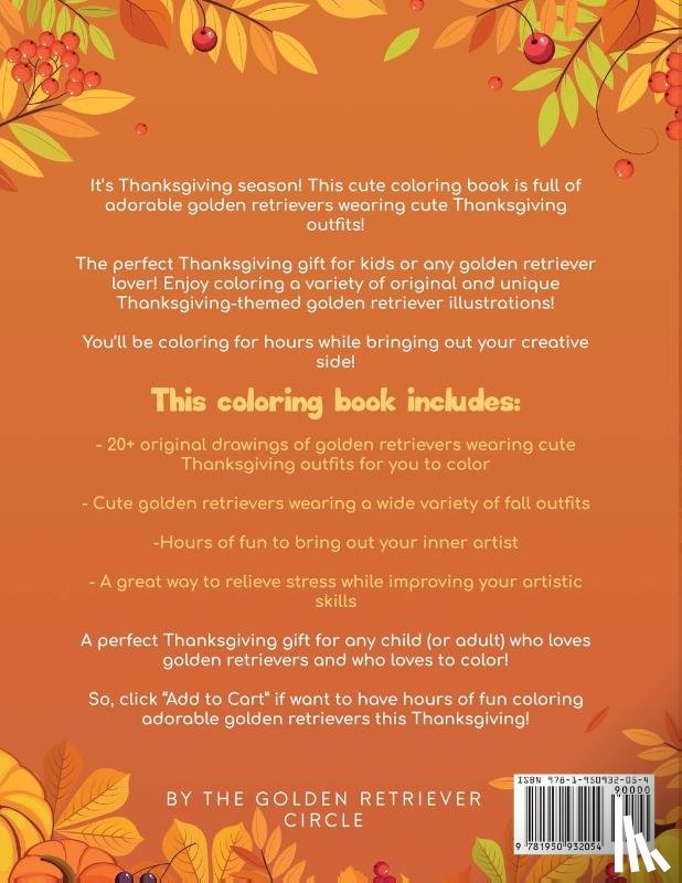 Circle, The Golden Retriever - Cute Golden Retriever Thanksgiving Coloring Book