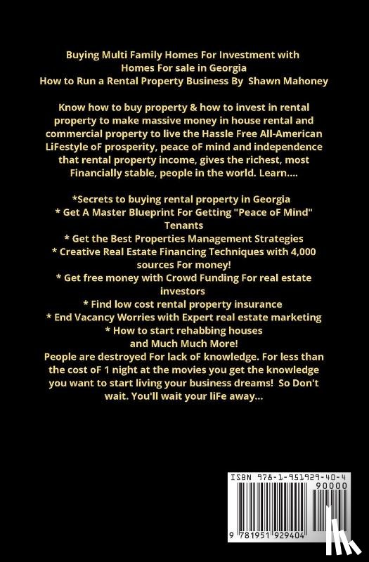 Mahoney, Shawn - Buying Multi Family Homes for Investment with Homes for sale in Georgia