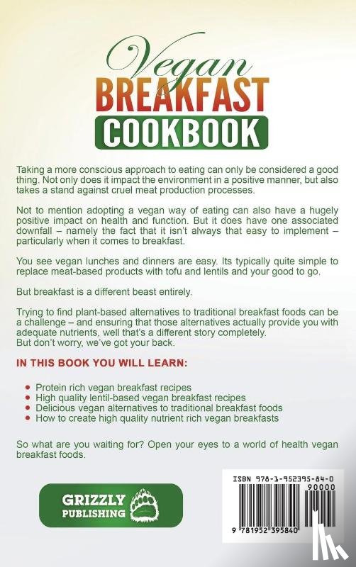 Publishing, Grizzly - Vegan Breakfast Cookbook