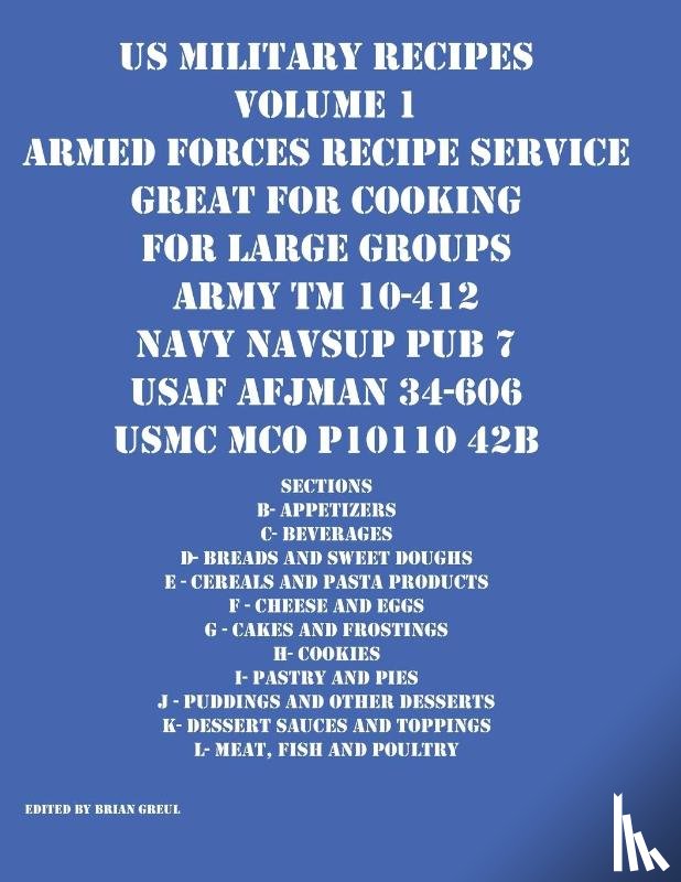 - US Military Recipes Volume 1 Armed Forces Recipe Service Great for Cooking for Large Groups