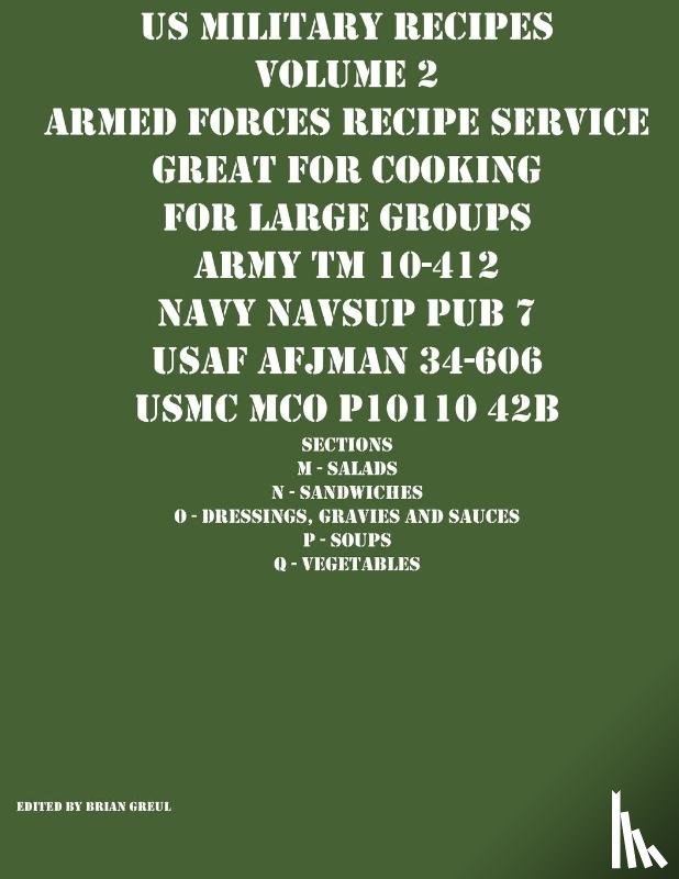  - US Military Recipes Volume 2 Armed Forces Recipe Service Great for Cooking for Large Groups