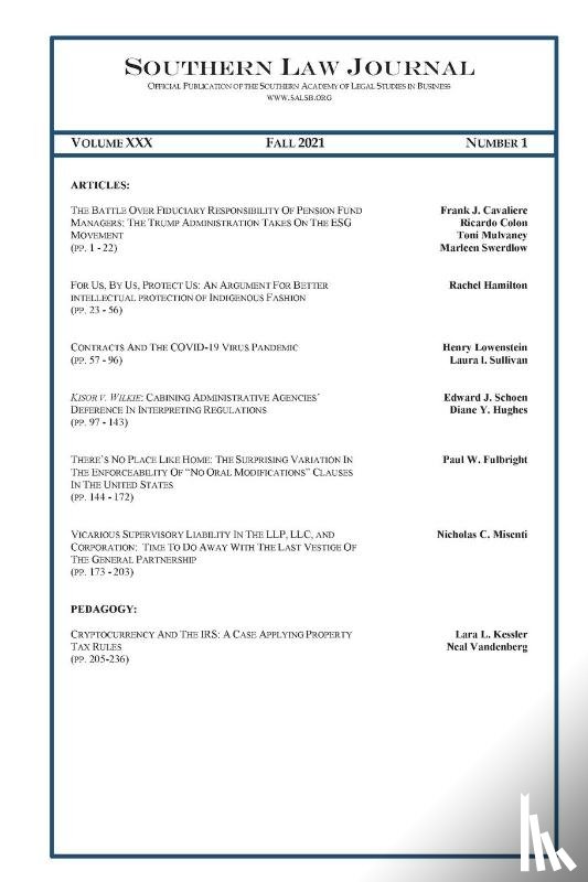  - Southern Law Journal Fall 2021