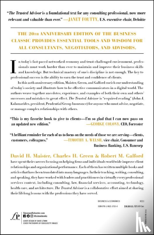 Maister, David H., Galford, Robert, Green, Charles - The Trusted Advisor: 20th Anniversary Edition