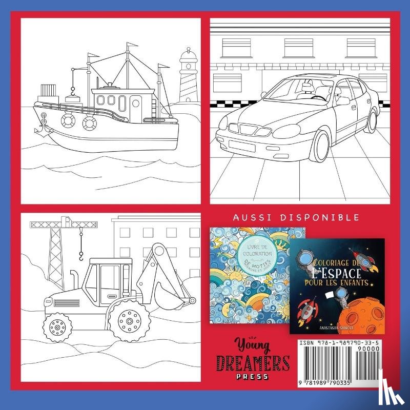 Young Dreamers Press - Livre de coloriage de voitures, camions et vehicules de chantier