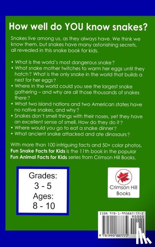 Johnson, Jacquelyn Elnor - Fun Snake Facts for Kids