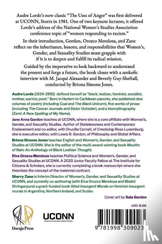 Lorde, Audre, Gordon, Jane Anna, Jones, Briona Simone - Lessons from Audre Lorde's The Uses of Anger