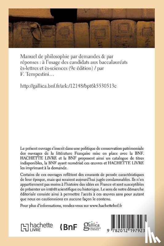 Tempestini, F - Manuel de Philosophie Par Demandes & Par Reponses