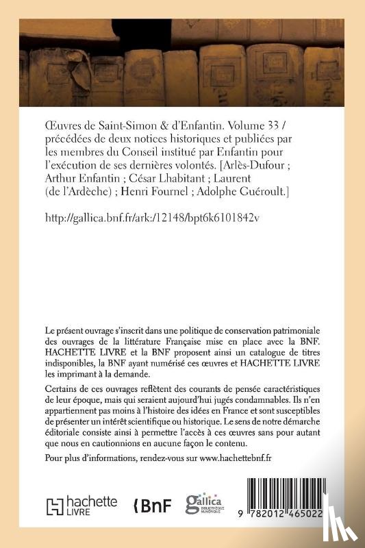 de Saint-Simon, Claude-Henri, Enfantin, Barthelemy-Prosper - Oeuvres de Saint-Simon & d'Enfantin. Volume 33