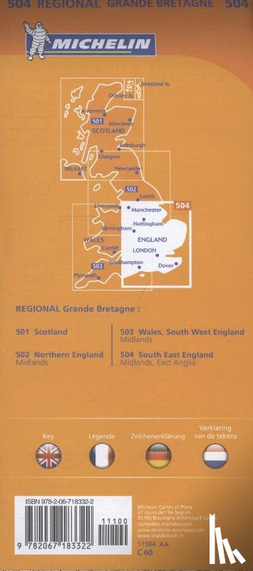 Michelin - Michelin Wegenkaart 504 Engeland Zuidoost Midlands, East Anglia