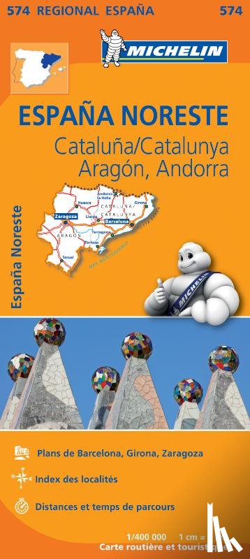 Michelin - Michelin Wegenkaart 574 Spanje Noordoost - Catalunya, Aragón, Andorra