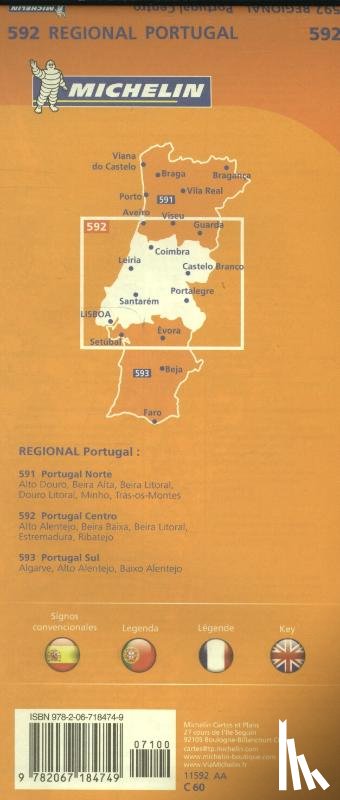 Michelin - Michelin Wegenkaart 592 Portugal Midden