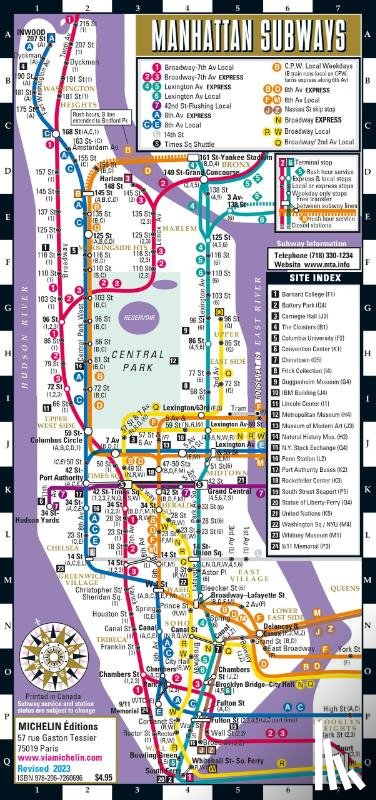 Michelin - Streetwise Map Manhattan - Laminated City Center Street Map of Manhattan Subway Bus: City Plans