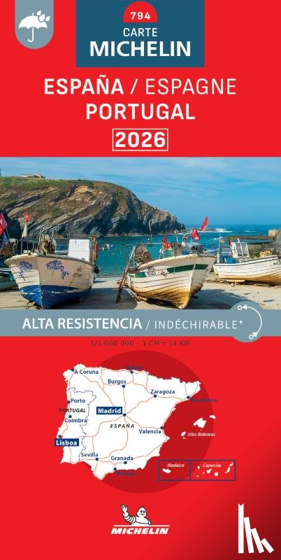  - Michelin Wegenkaart 794 Spanje/Portugal scheurvast 2026