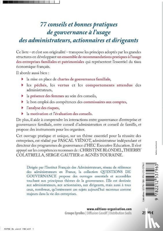 Vienot, Pascal, Blondel, Christine, Colatrella, Thierry - La gouvernance de l'entreprise familiale
