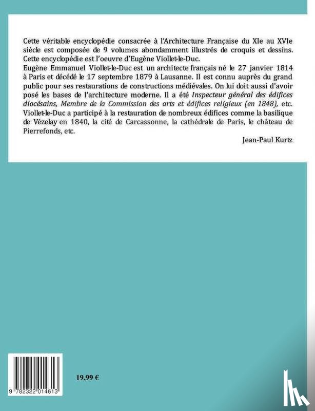 Viollet-Le-Duc, Eugene - Dictionnaire Raisonne de l'Architecture Francaise du XIe au XVIe siecle Tome II