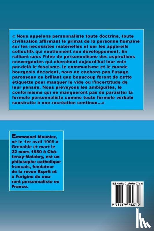 Mounier, Emmanuel - Manifeste au service du personnalisme