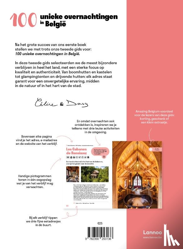 Pallemans, Céline, Aenspeck, Davy - Amazing Belgium. 100 unieke overnachtingen in België