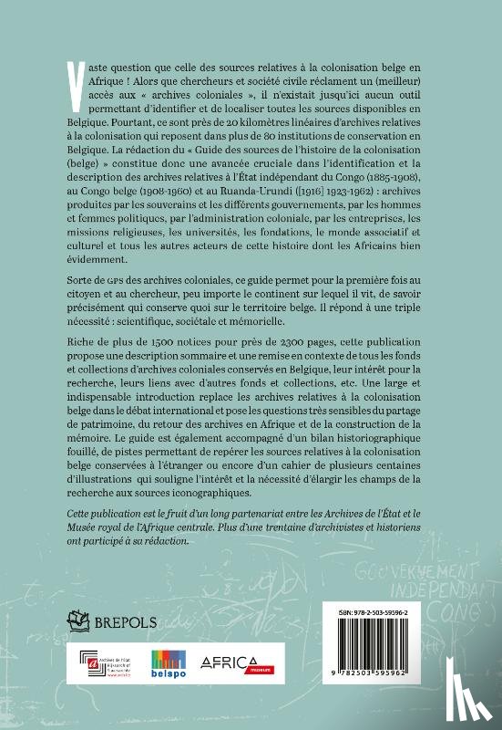 Tallier, Pierre-Alain, Van Eeckenrode, Marie, Van Schuylenbergh, Patricia - Belgique, Congo, Rwanda et Burundi : Guide des sources de l’histoire de la colonisation (19e-20e siècle)