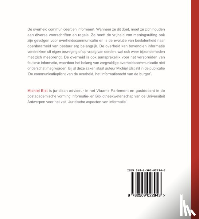 Elst, Michiel - De communicatieplicht van de overheid