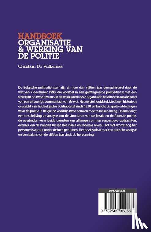 Valkeneer, Christian De - Handboek organisatie & werking van de politie
