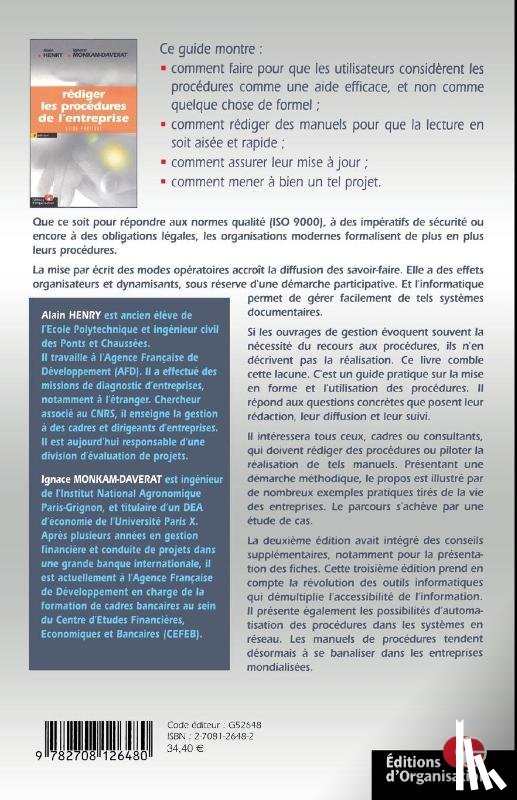 Henry, Alain, Monkam-Daverat, Ignace - Rediger les procedures de l'entreprise